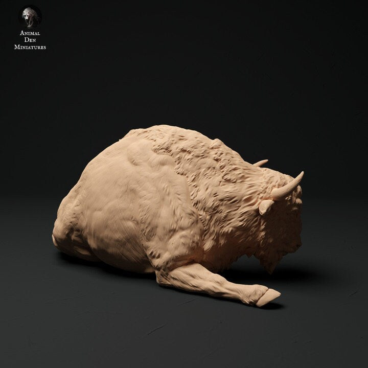 European Bison Cow Lying - UNPAINTED - Animal Den Miniatures