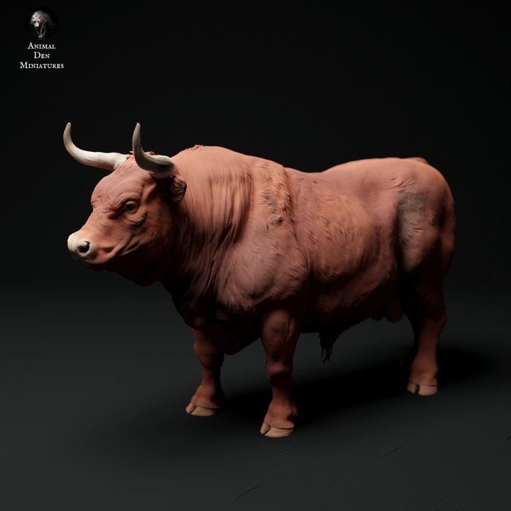 Red Devon Bull - UNPAINTED - Animal Den Miniatures