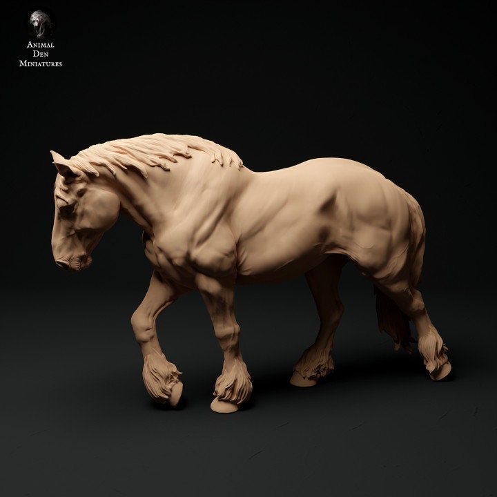 Suffolk Punch Mare Walking - UNPAINTED - Animal Den Miniatures
