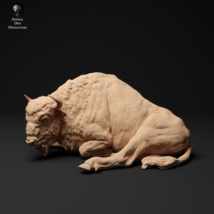 European Bison Cow Lying - UNPAINTED - Animal Den Miniatures