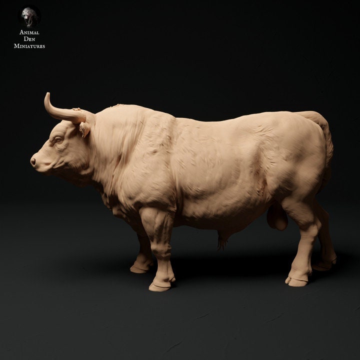 Red Devon Bull - UNPAINTED - Animal Den Miniatures
