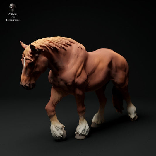 Suffolk Punch Mare Walking - UNPAINTED - Animal Den Miniatures