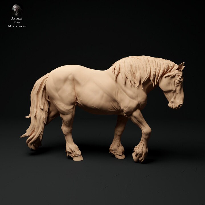 Suffolk Punch Mare Walking - UNPAINTED - Animal Den Miniatures