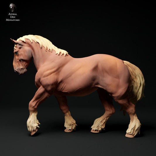 Suffolk Punch Horse Walk - UNPAINTED - Animal Den Miniatures