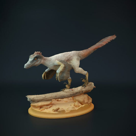 Velociraptor Mongolianensis on Tree - UNPAINTED - Dino and Dog Miniatures
