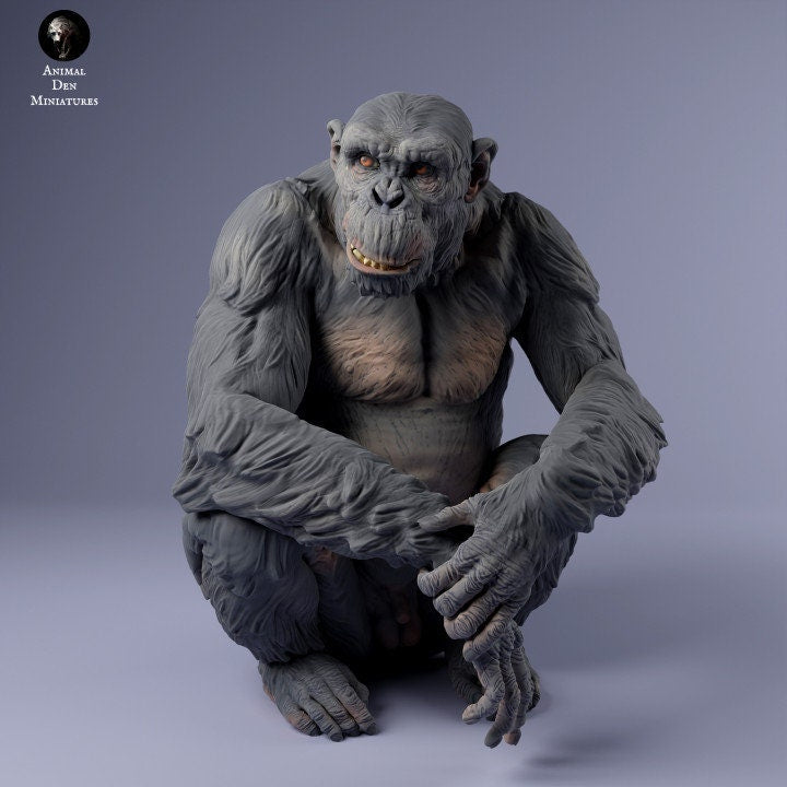Chimpanzee Male Sitting - UNPAINTED - Animal Den Miniatures