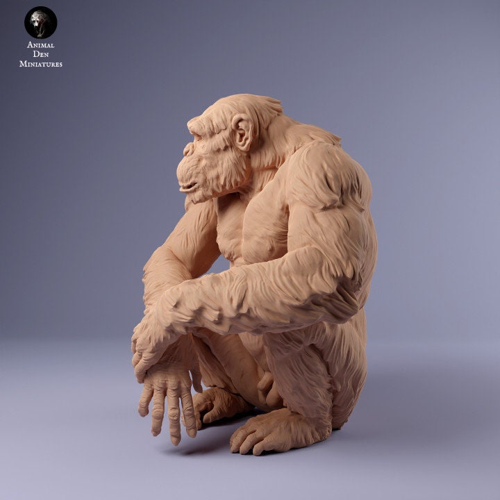 Chimpanzee Male Sitting - UNPAINTED - Animal Den Miniatures