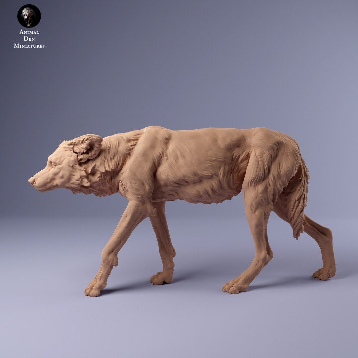 African Wild Dog Sneaking - UNPAINTED - Animal Den Miniatures