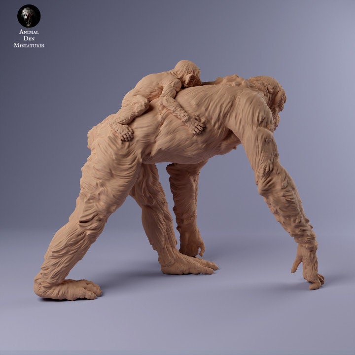 Common Chimpanzee Female with Infant - UNPAINTED - Animal Den Miniatures