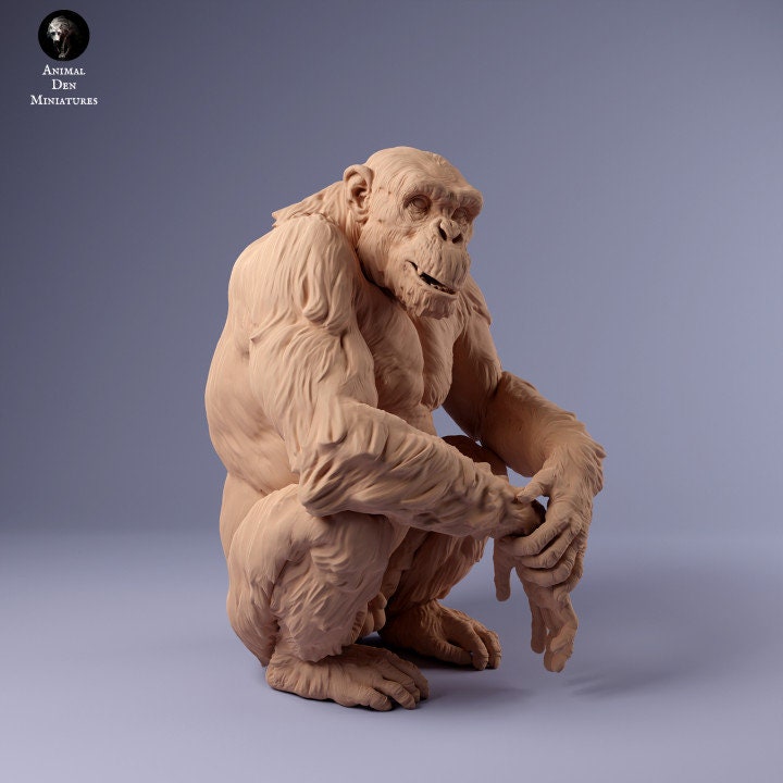 Chimpanzee Male Sitting - UNPAINTED - Animal Den Miniatures