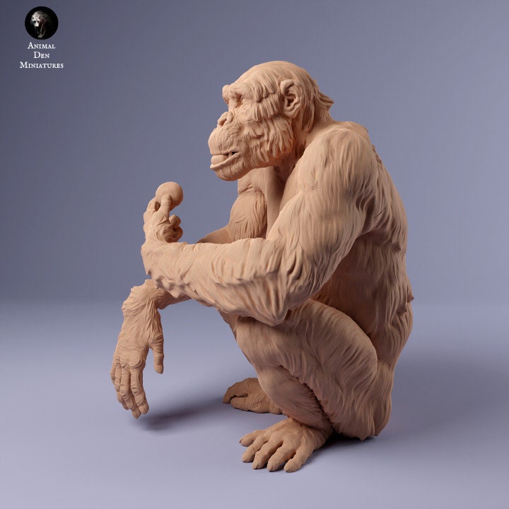 Common Chimpanzee Female Eat - UNPAINTED - Animal Den Miniatures