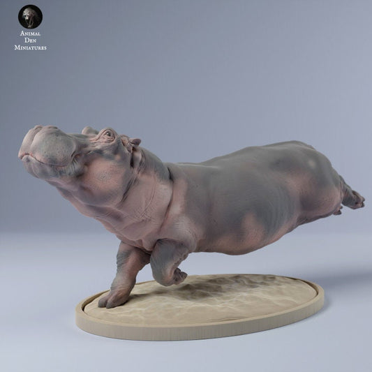 Hippo Swim - UNPAINTED - Animal Den Miniatures