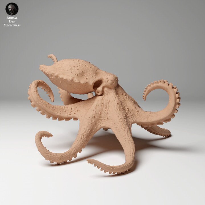Greater Blue-Ringed Octopus Swim - UNPAINTED - Animal Den Miniatures