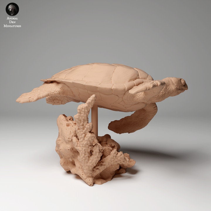 Hawksbill Sea Turtle Swim - UNPAINTED - Animal Den Miniatures