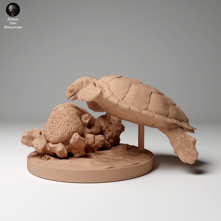 Hawksbill Sea Turtle Feed - UNPAINTED - Animal Den Miniatures