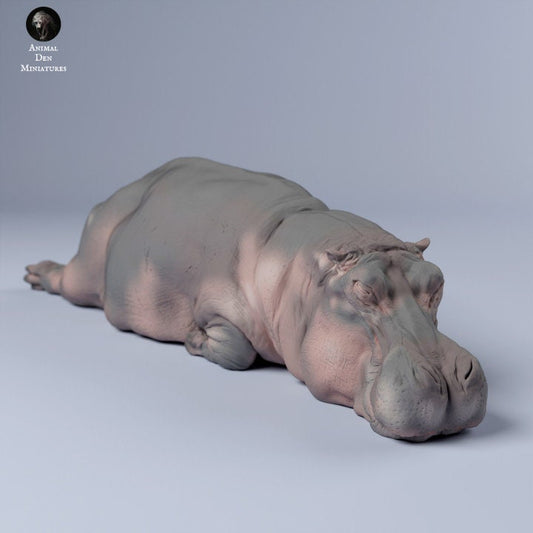 Hippo Sleep - UNPAINTED - Animal Den Miniatures