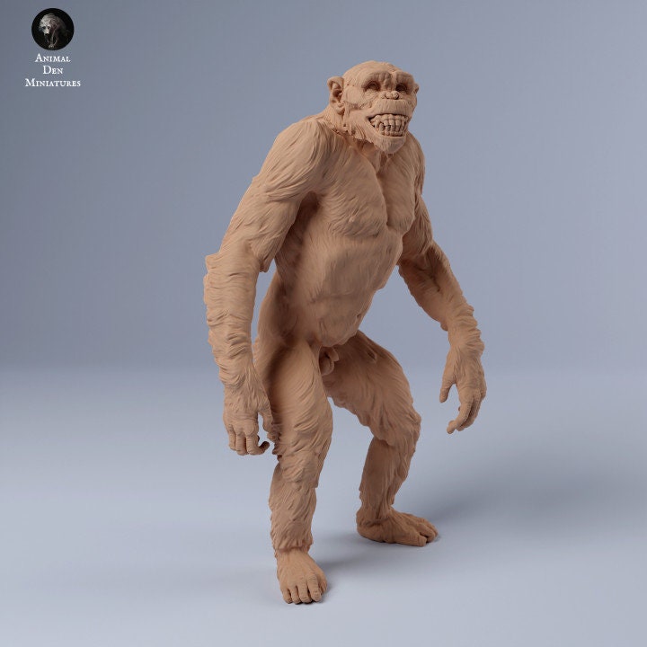 Chimpanzee Grin - UNPAINTED - Animal Den Miniatures