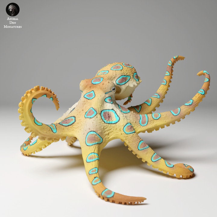 Greater Blue-Ringed Octopus Swim - UNPAINTED - Animal Den Miniatures