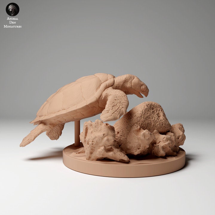 Hawksbill Sea Turtle Feed - UNPAINTED - Animal Den Miniatures