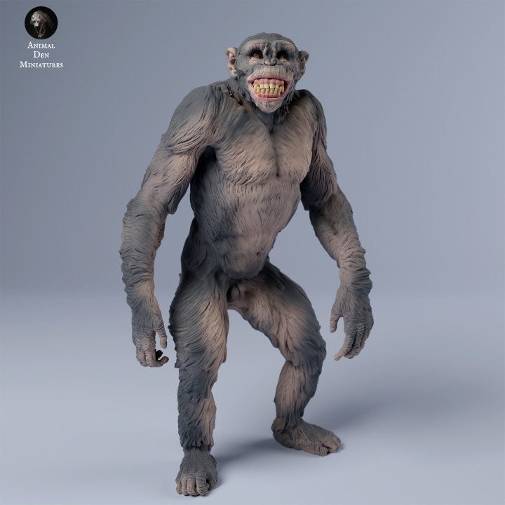 Chimpanzee Grin - UNPAINTED - Animal Den Miniatures
