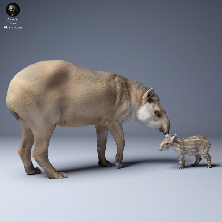 Brazilian tapir Female and Calf - UNPAINTED - Animal Den Miniatures