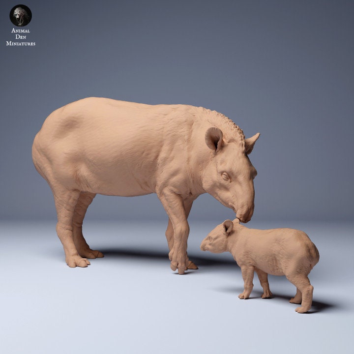 Brazilian tapir Female and Calf - UNPAINTED - Animal Den Miniatures