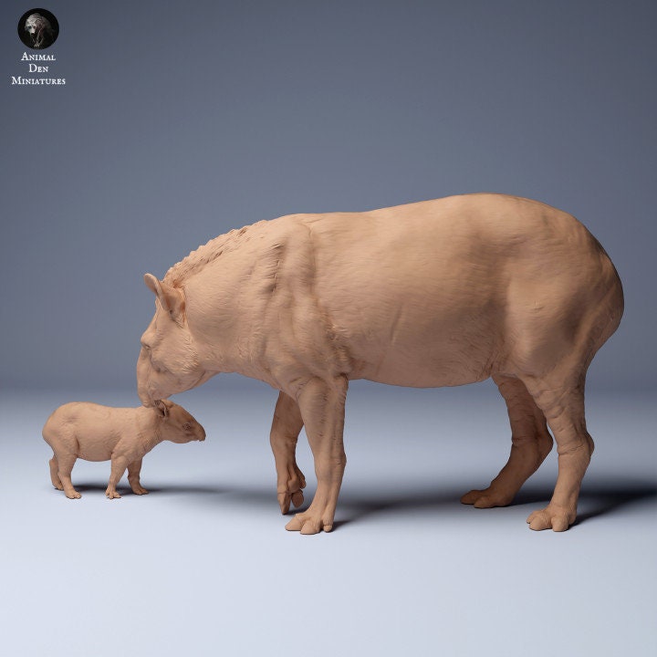 Brazilian tapir Female and Calf - UNPAINTED - Animal Den Miniatures