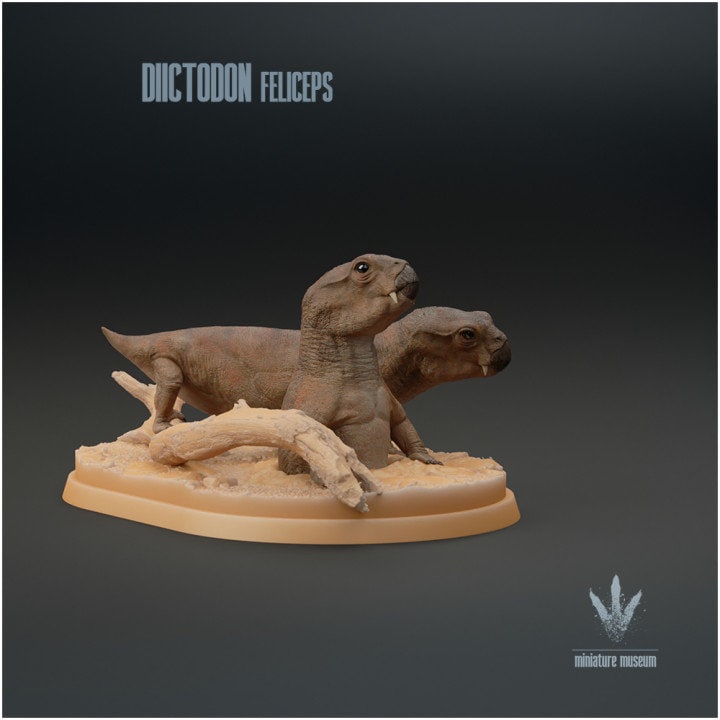 Diictodon feliceps : Family - UNPAINTED - Miniature Museum