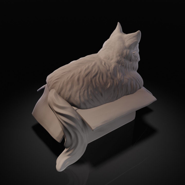 Fat cat in box - UNPAINTED - Animals & Creatures Minis