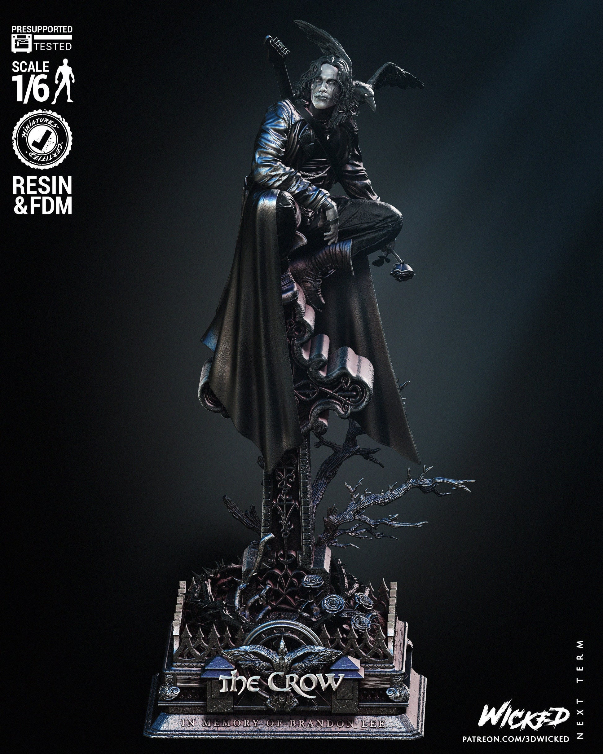 The Crow Sculpture - UNPAINTED FAN ART - Wicked 3D Models