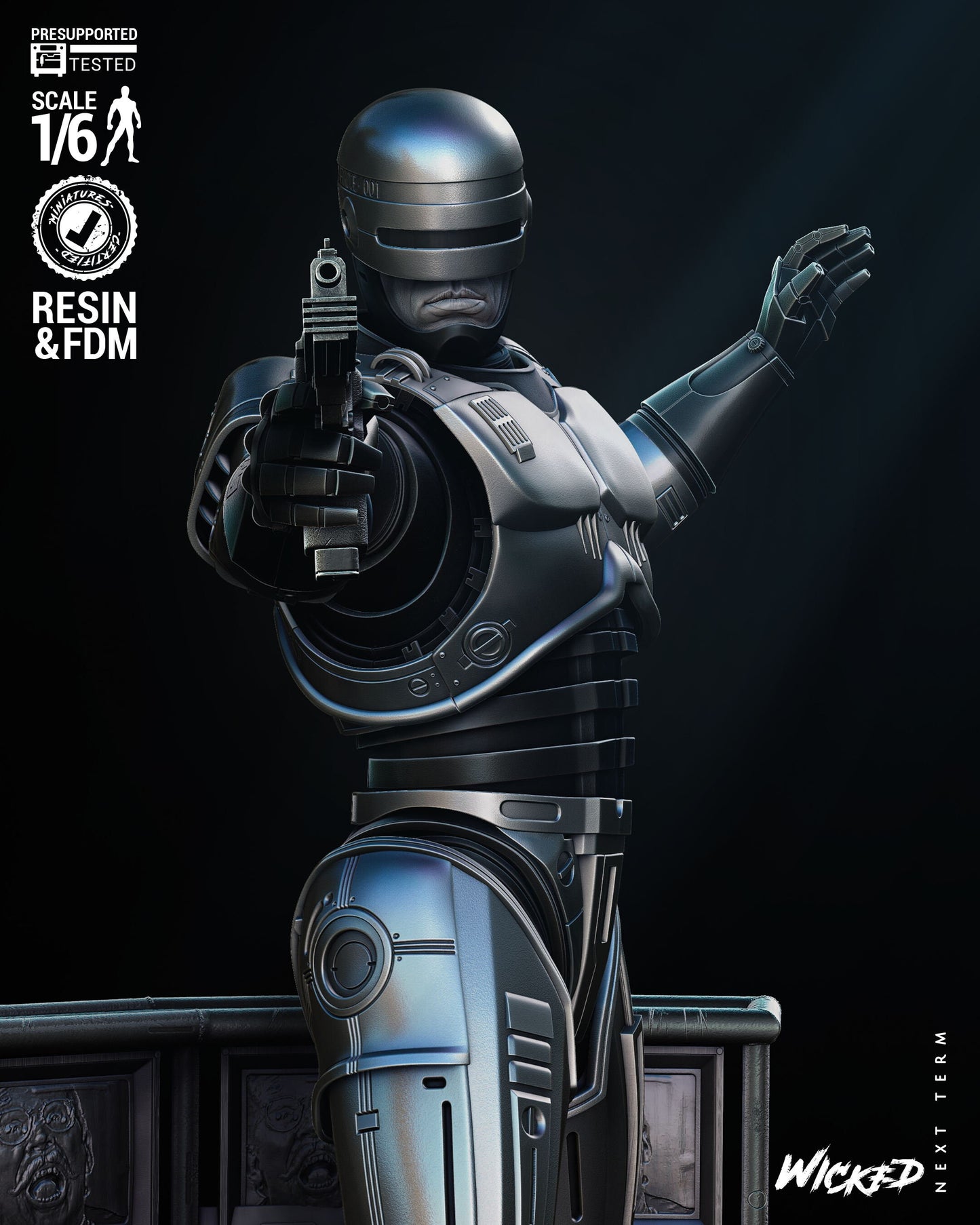 Robocop Sculpture - UNPAINTED FAN ART - Wicked 3D Models