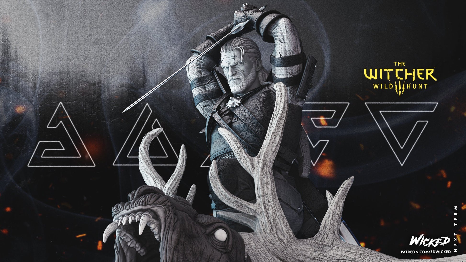 Geralt de Rivia Sculpture - UNPAINTED FAN ART - Wicked 3D Models