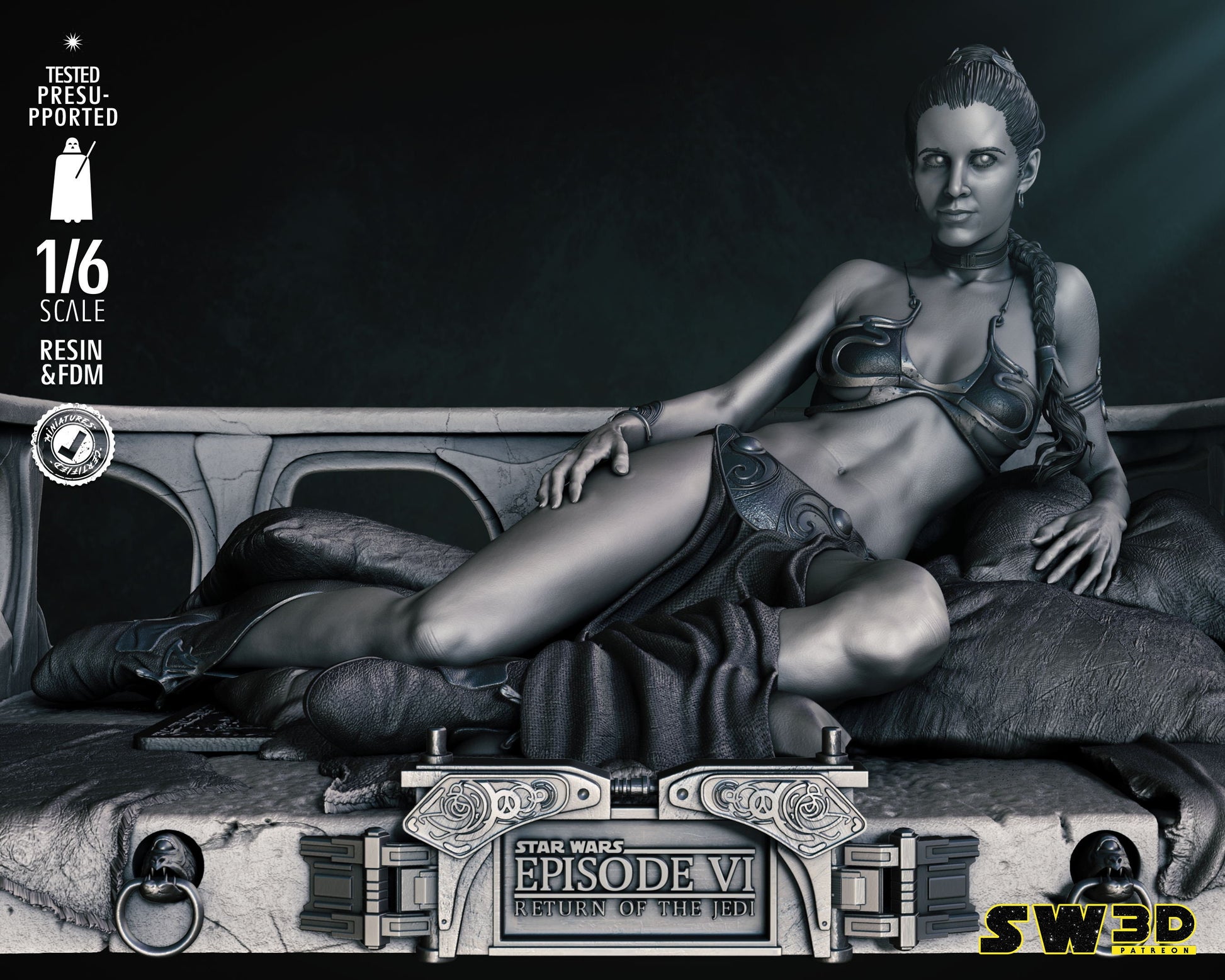 Leia Bikini Sculpture - UNPAINTED FAN ART - Star Wars 3D Models