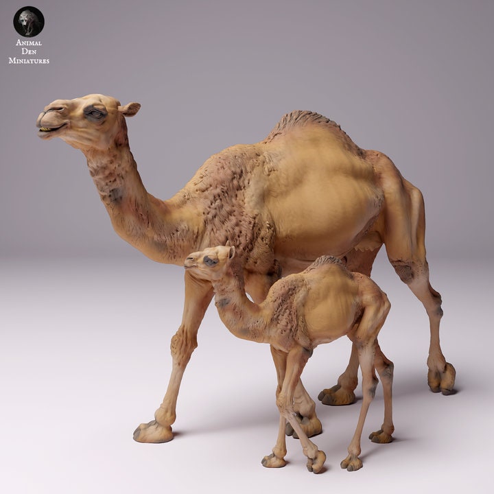 Dromedary Camel Female and Calf- UNPAINTED - Animal Den Miniatures