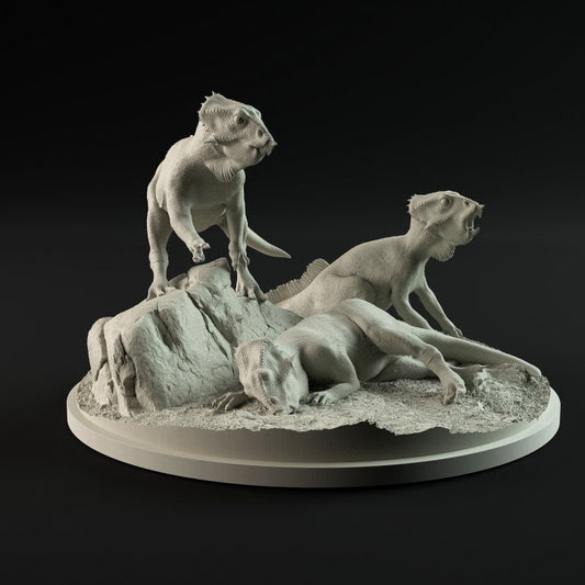 Aquilops group - UNPAINTED - Dino and Dog Miniatures