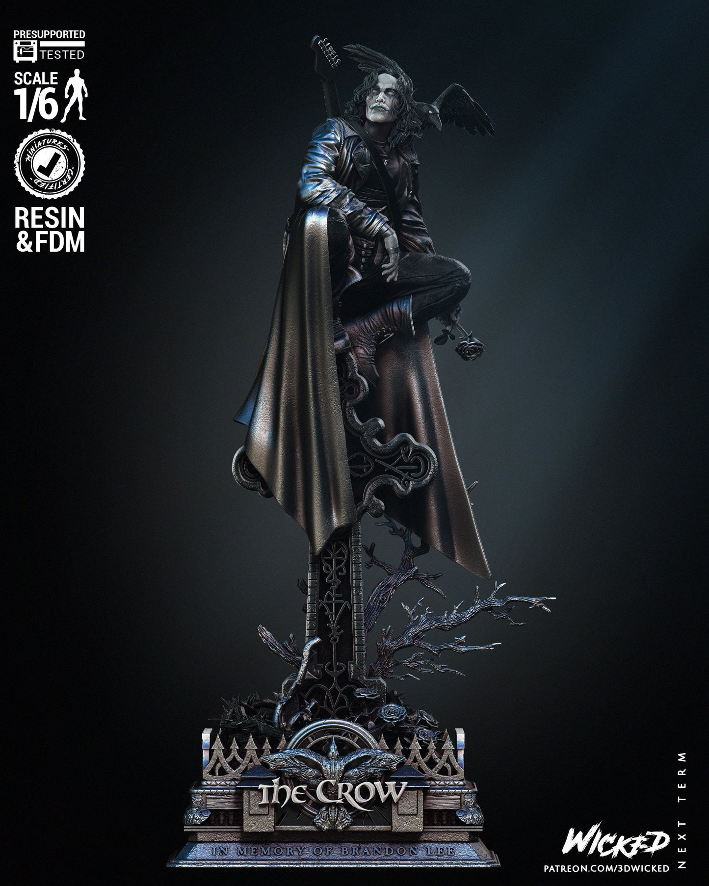 The Crow Sculpture - UNPAINTED FAN ART - Wicked 3D Models