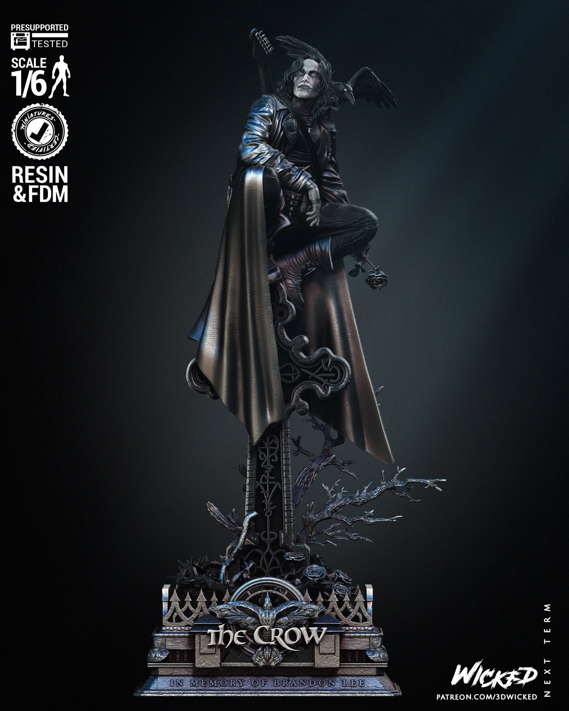 The Crow Sculpture - UNPAINTED FAN ART - Wicked 3D Models