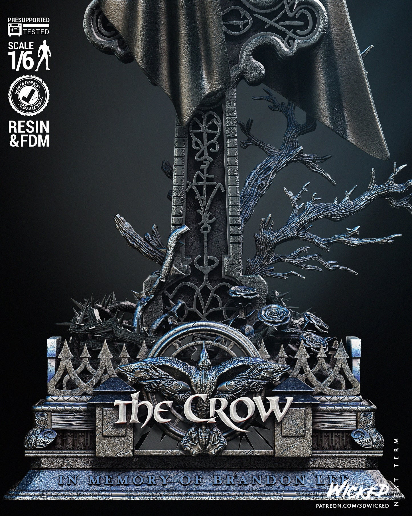 The Crow Sculpture - UNPAINTED FAN ART - Wicked 3D Models