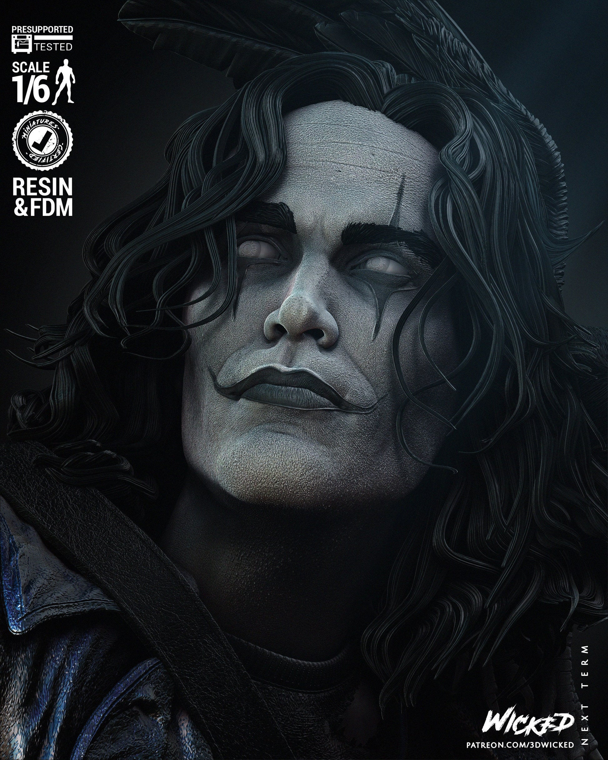 The Crow Sculpture - UNPAINTED FAN ART - Wicked 3D Models