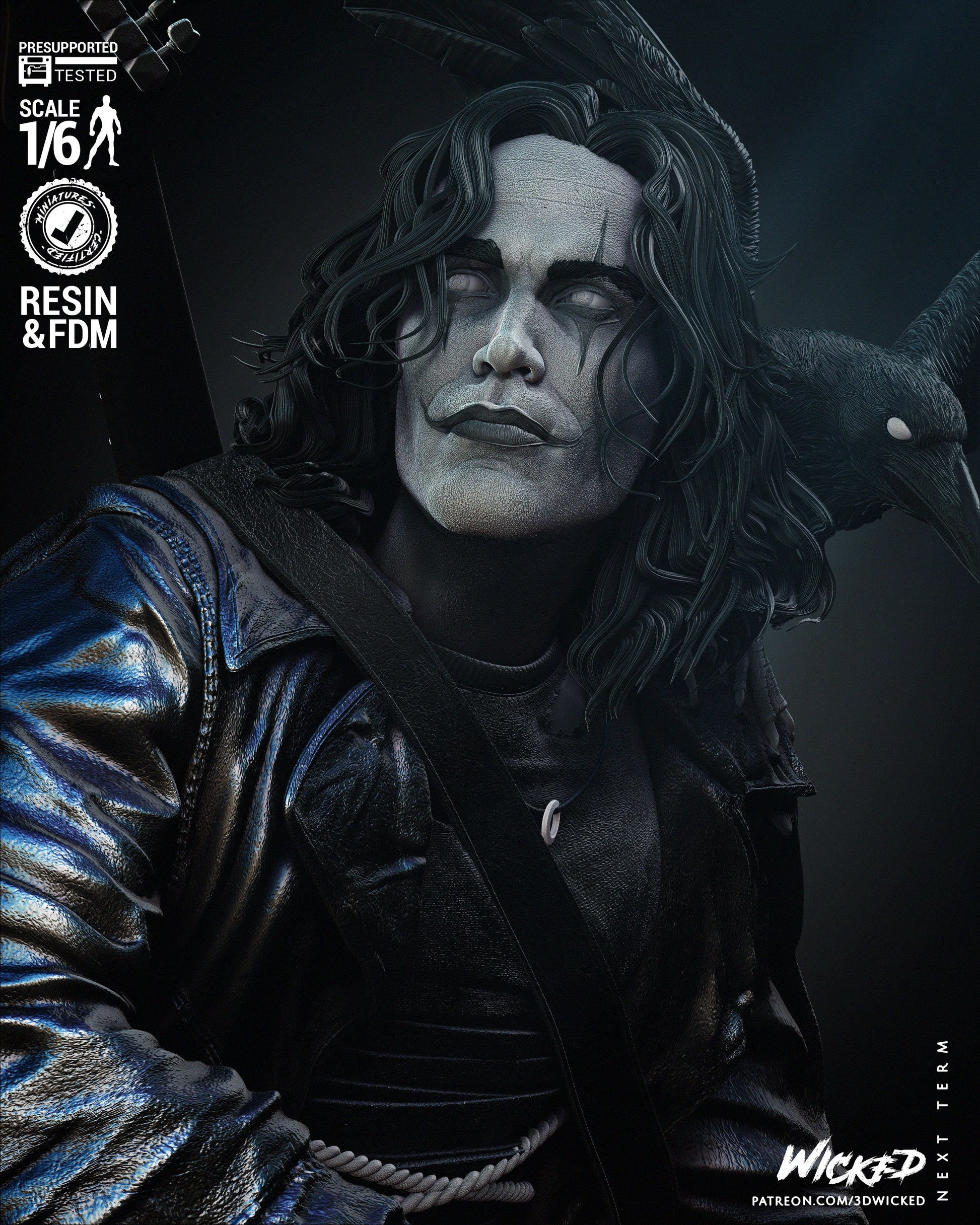 The Crow Sculpture - UNPAINTED FAN ART - Wicked 3D Models