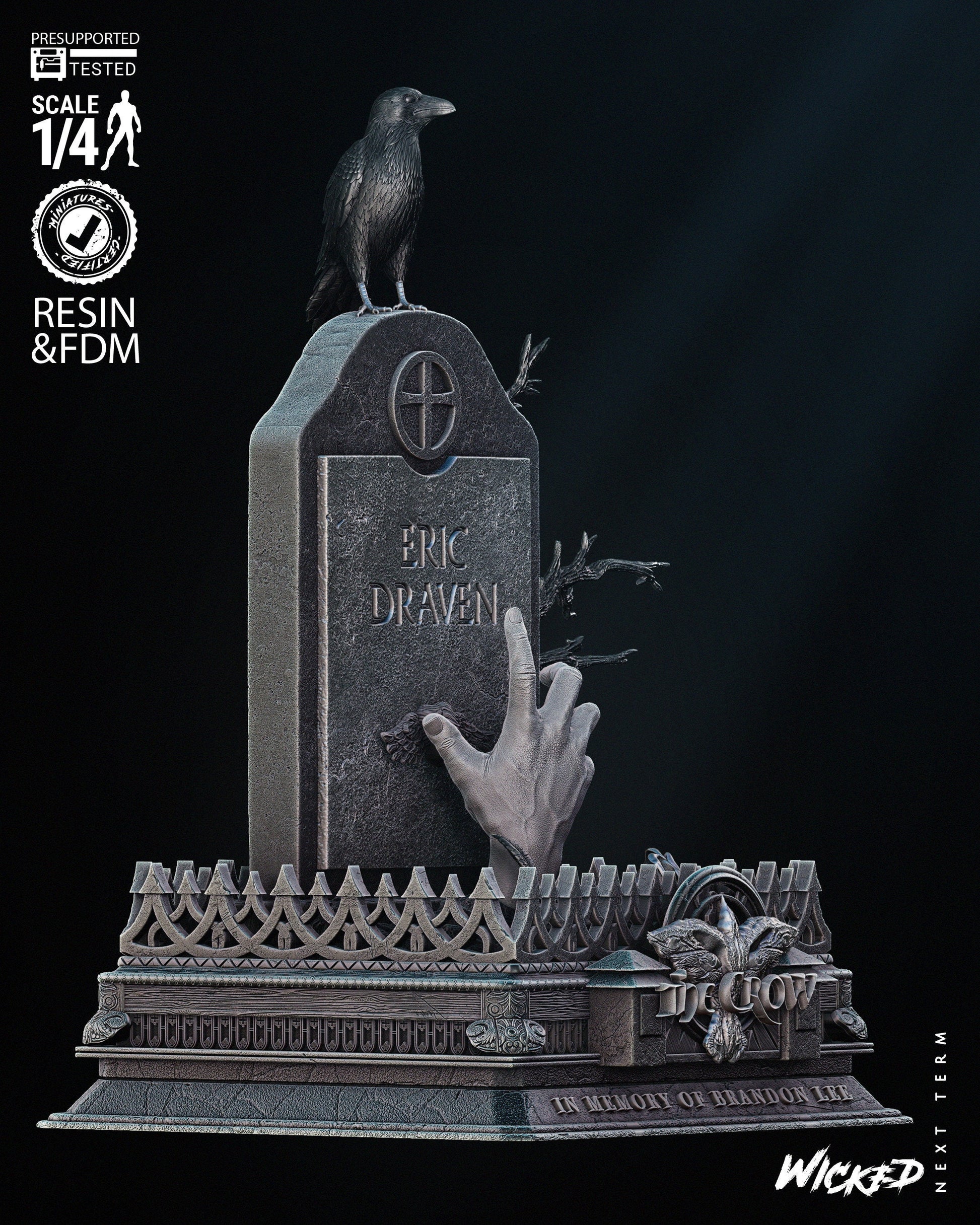 Crow Tomb Bust - UNPAINTED FAN ART - Wicked 3D Models