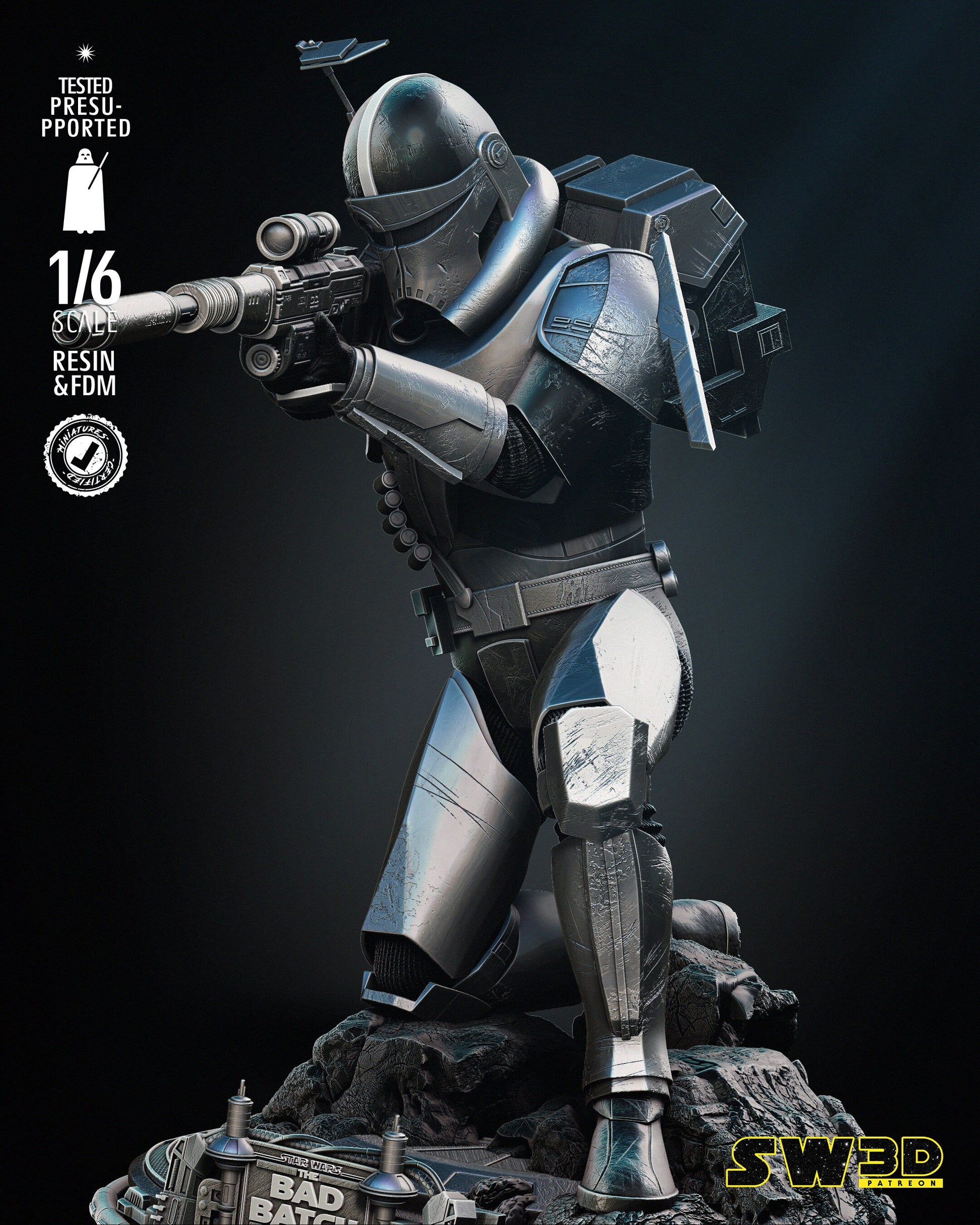 Crosshair Sculpture - UNPAINTED FAN ART - Star Wars 3D Models