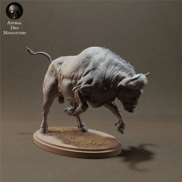 Cape Buffalo Charging - UNPAINTED - Animal Den Miniatures