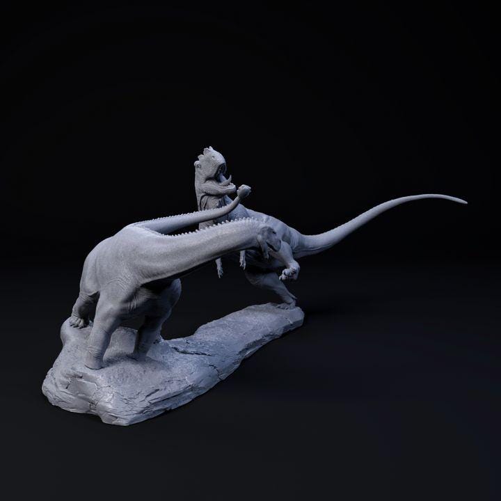 Yangchuanosaurus vs Shunosaurus - UNPAINTED - Dino and Dog Miniatures
