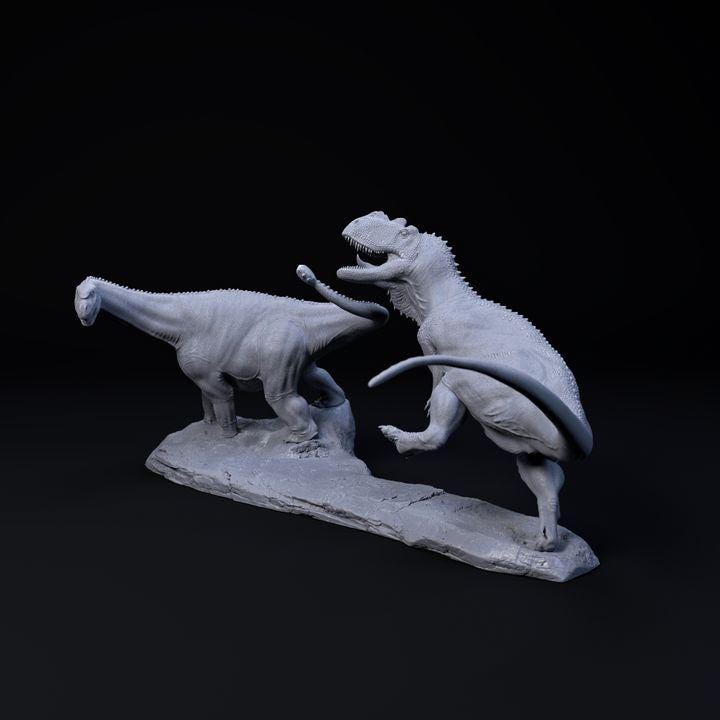 Yangchuanosaurus vs Shunosaurus - UNPAINTED - Dino and Dog Miniatures