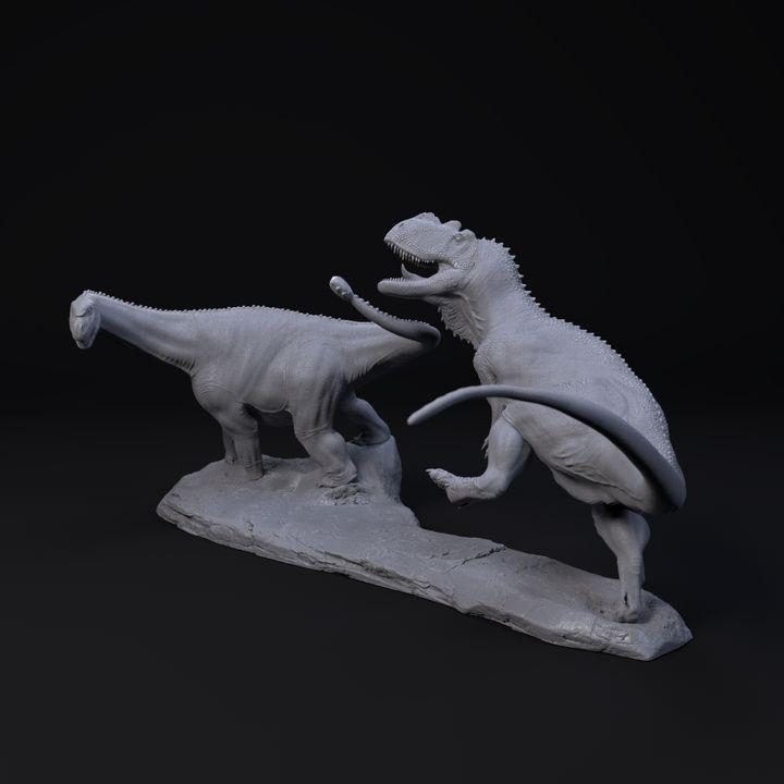 Yangchuanosaurus vs Shunosaurus - UNPAINTED - Dino and Dog Miniatures