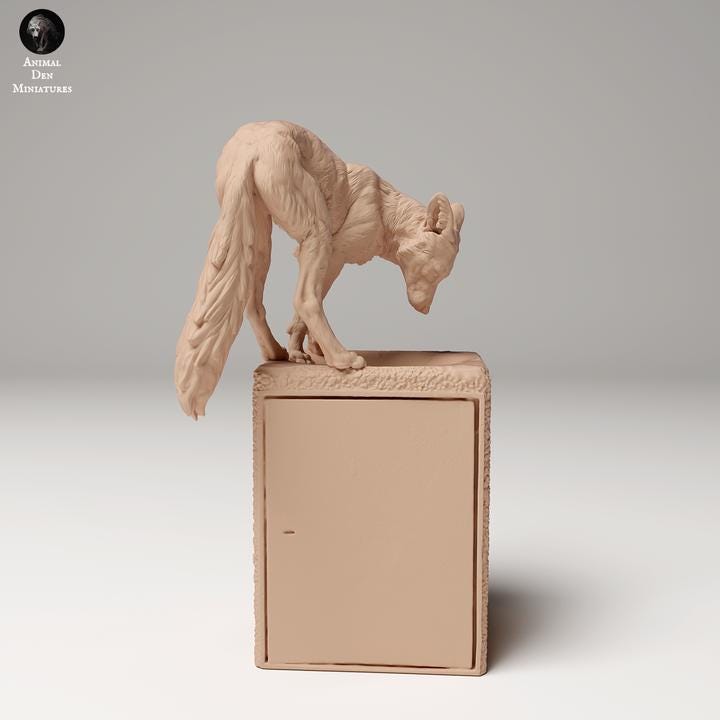 Red Fox on Trash - UNPAINTED - Animal Den Miniatures