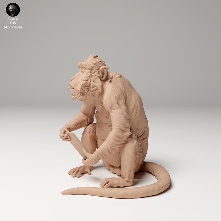 Crab-eating Macaque steals Phone - UNPAINTED - Animal Den Miniatures