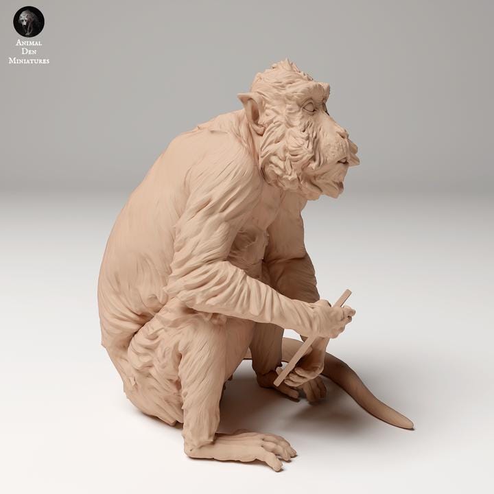 Crab-eating Macaque steals Phone - UNPAINTED - Animal Den Miniatures