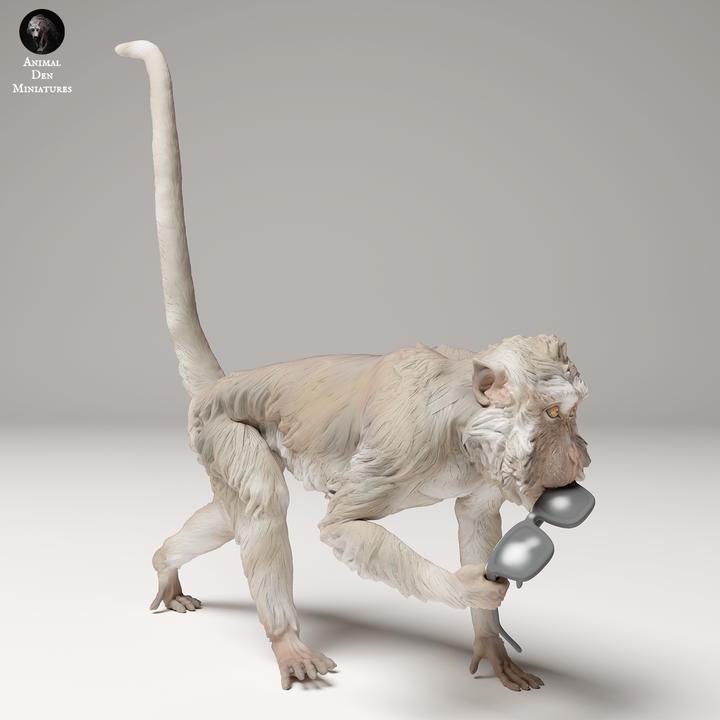 Crab_eating Macaque steals Glasses - UNPAINTED - Animal Den Miniatures